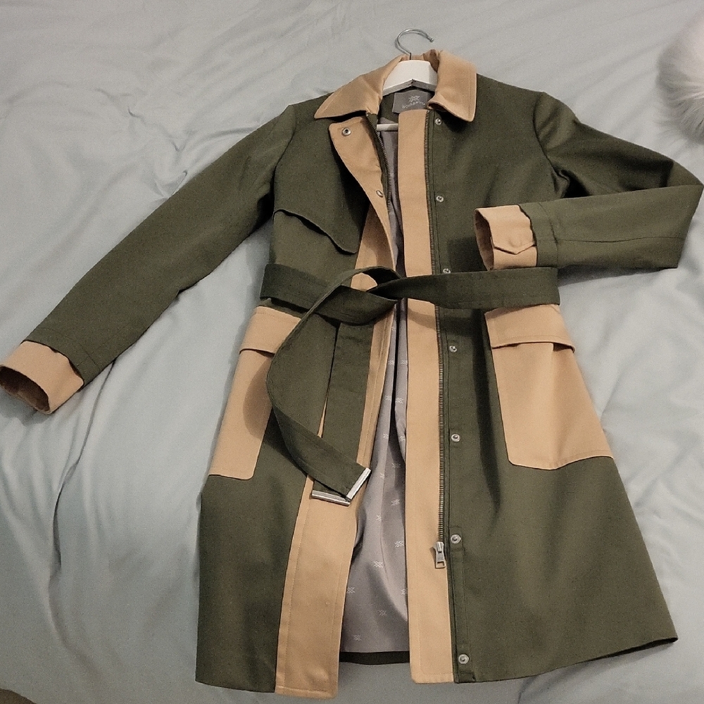 Soia & Kyo Olive and Tan Trench Coat